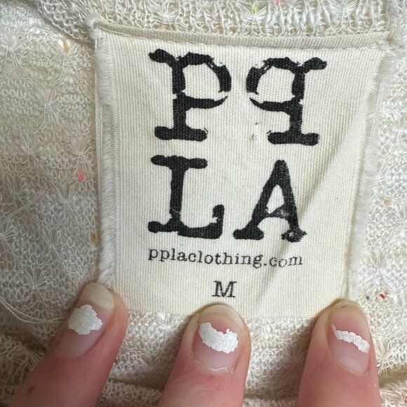 PPLA knit scoop neck top ruffle trim 3/4 sleeve tunic size medium B10 - Picture 2 of 5